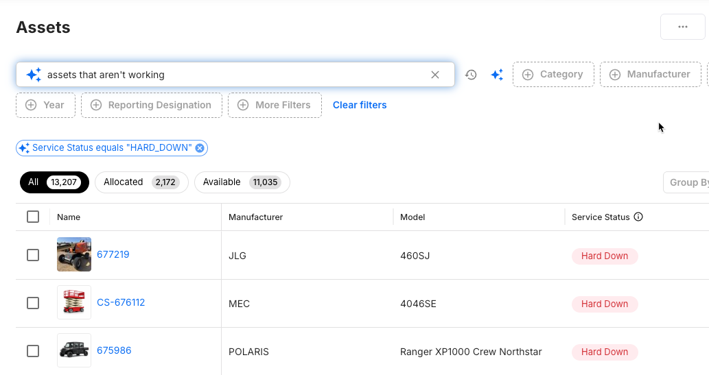 New AI-Powered Search in the T3 Assets Page | EquipmentShare and T3 ...