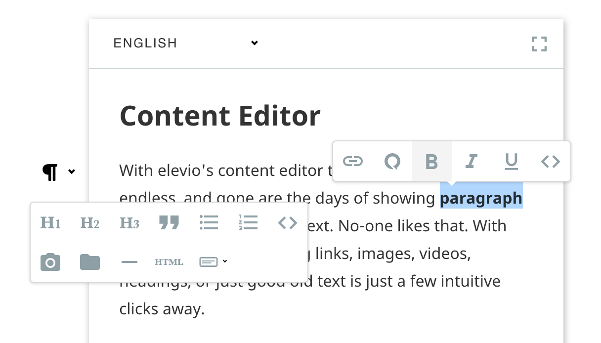 Custom content editor | Elevio Release Notes