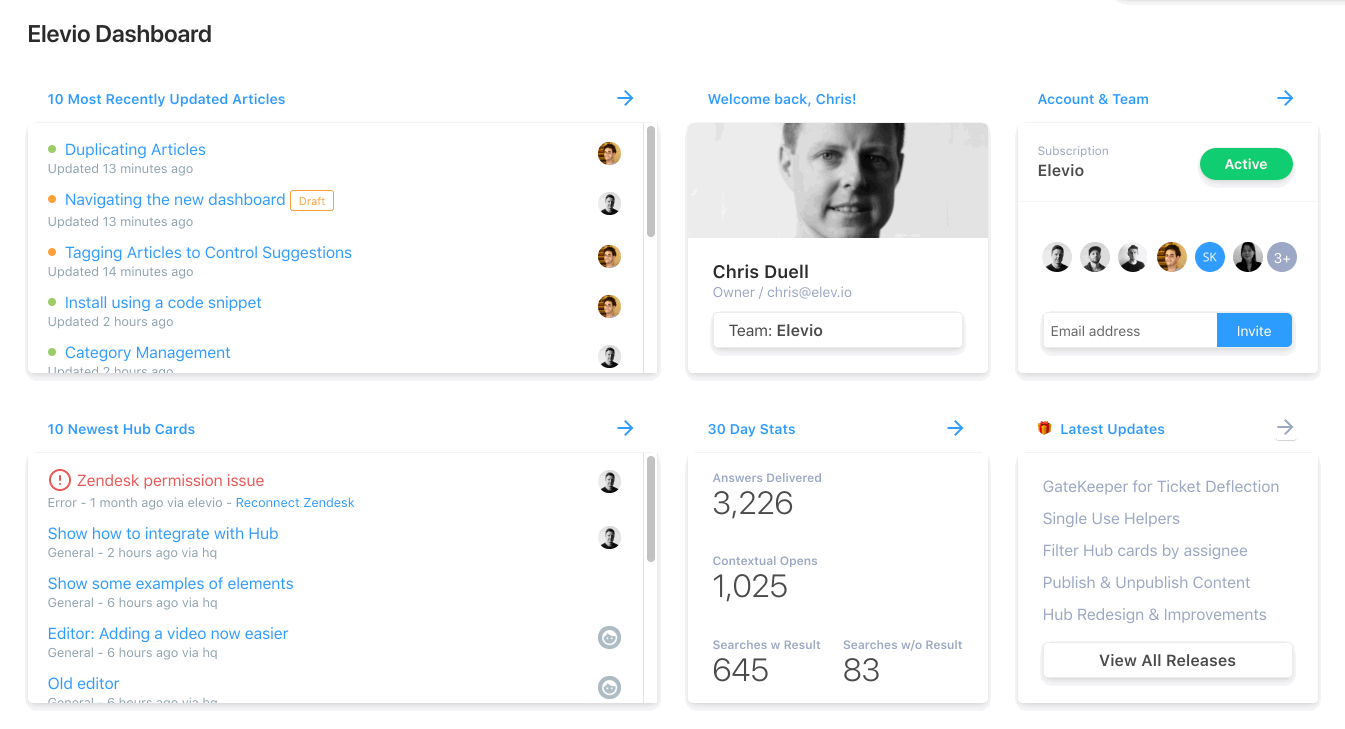dashboard | Elevio Release Notes