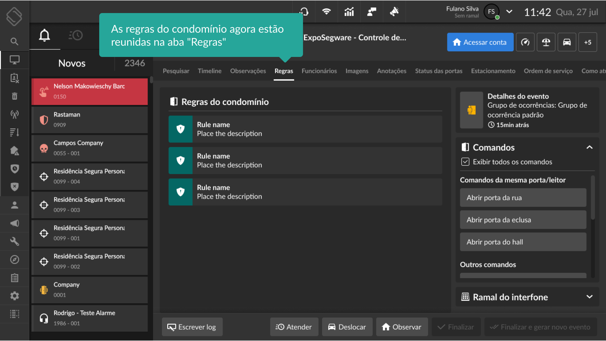Nova tela de controle de acesso | Segware SIGMA Release Notes