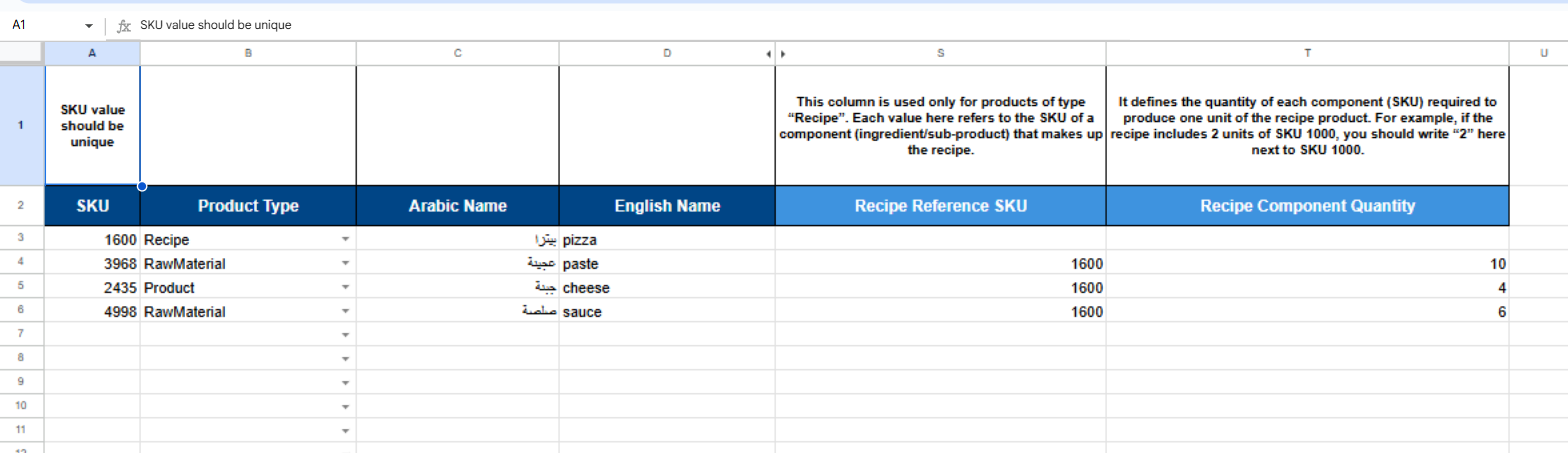 تحسينات استيراد المنتجات عبر Excel في قيود