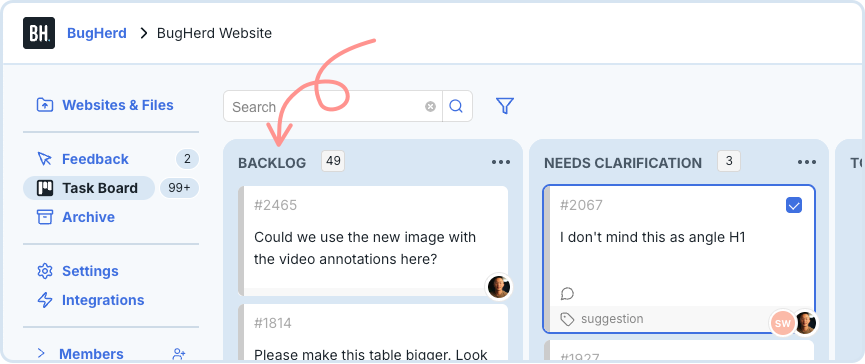 👉 Send client feedback directly to your Task board | BugHerd Release Notes