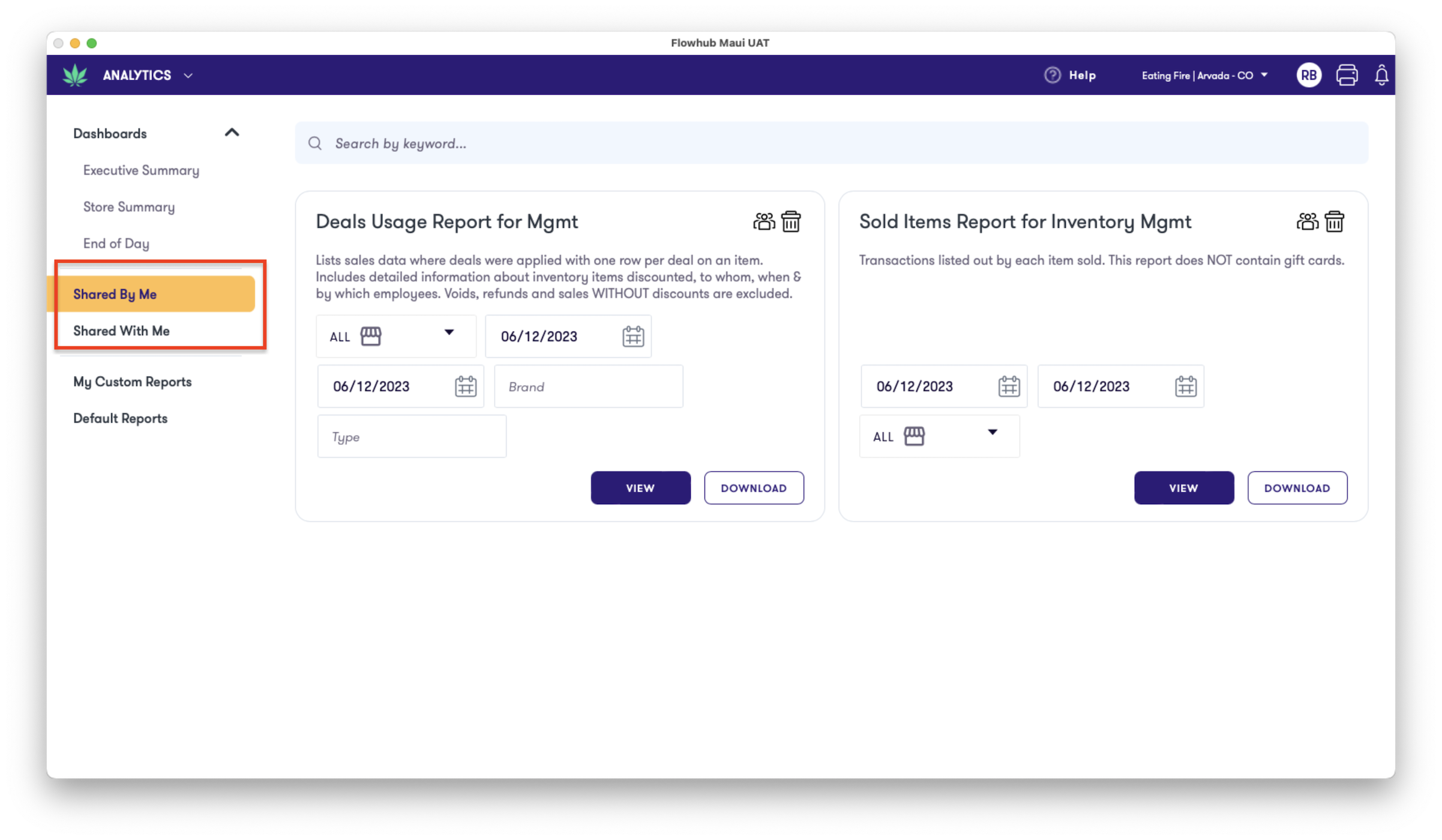 Sharing Reports | Flowhub Release Notes
