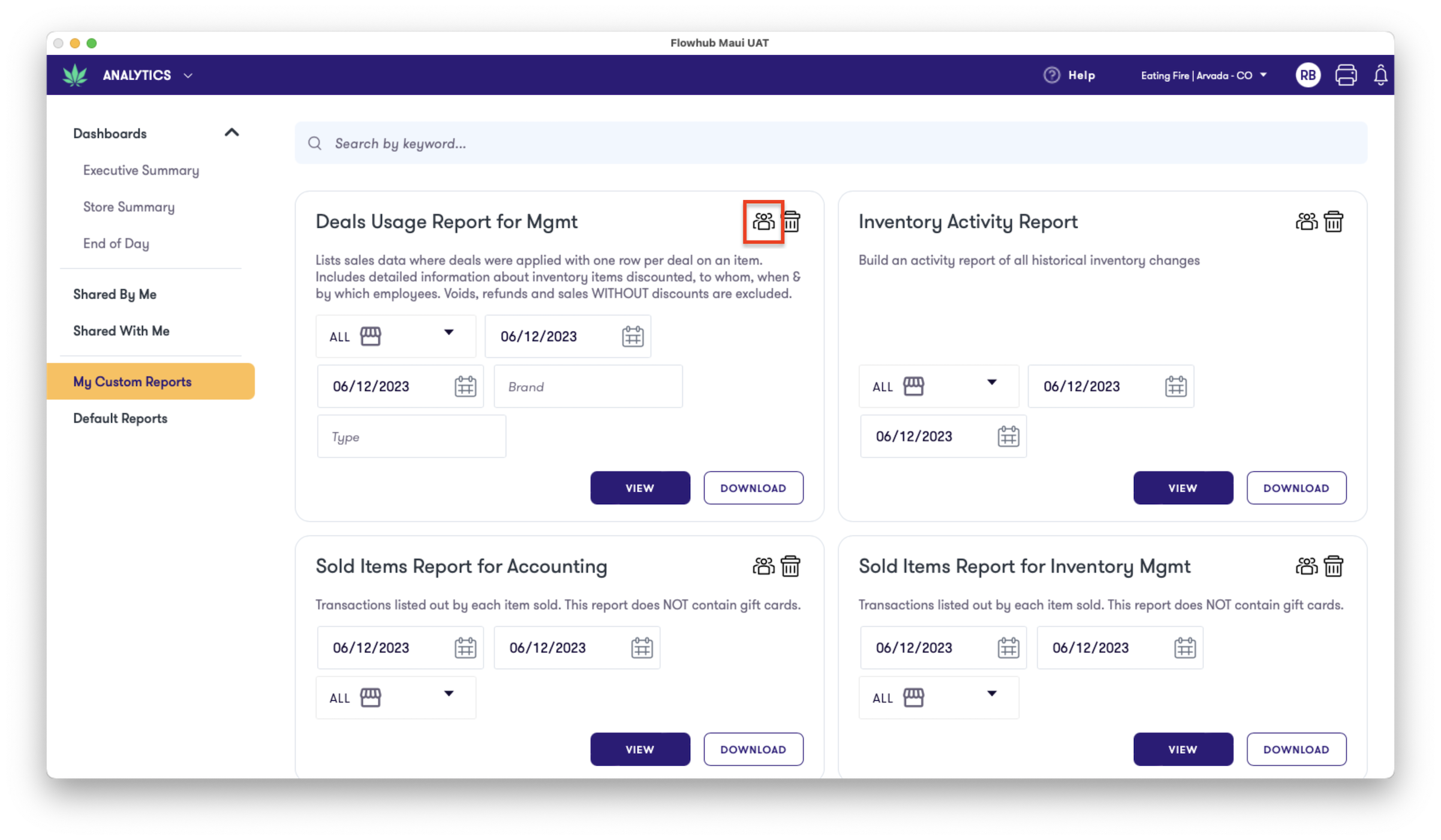 Sharing Reports | Flowhub Release Notes