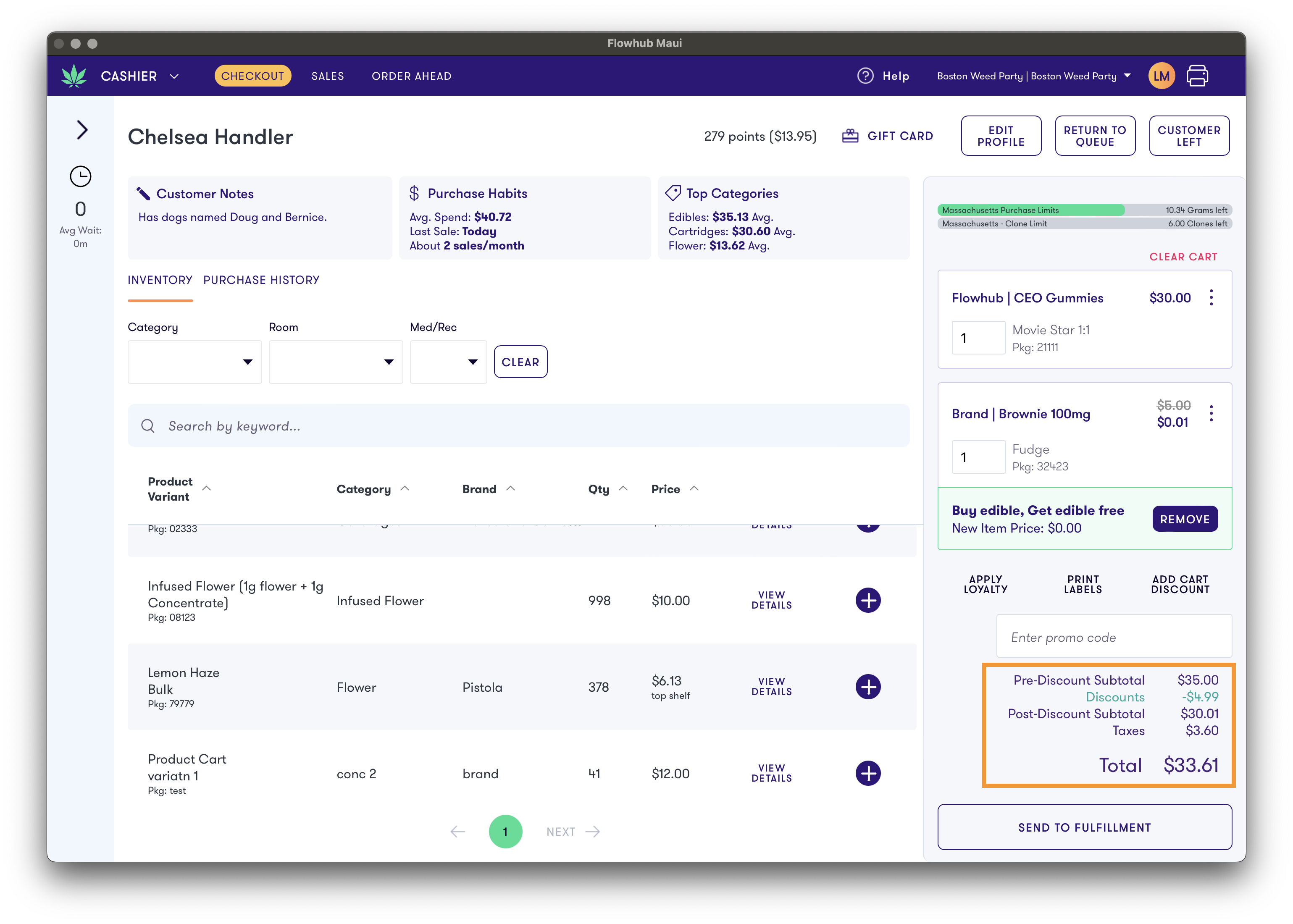 Subtotal Display in Cart & Receipts | Flowhub Release Notes