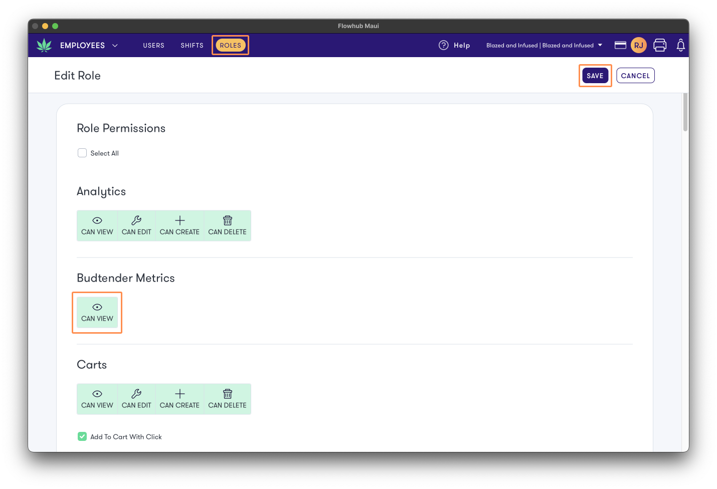 User Menu Updates | Flowhub Release Notes