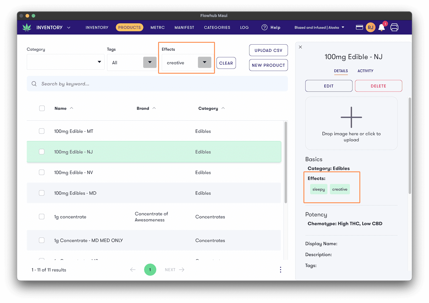 Product Tags and Effects | Flowhub Release Notes