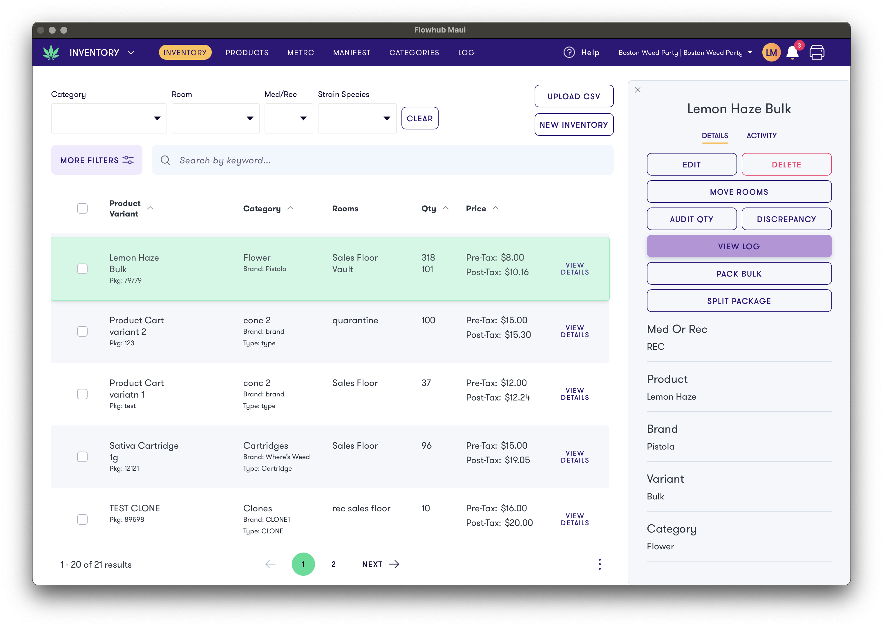 View Inventory Log | Flowhub Release Notes
