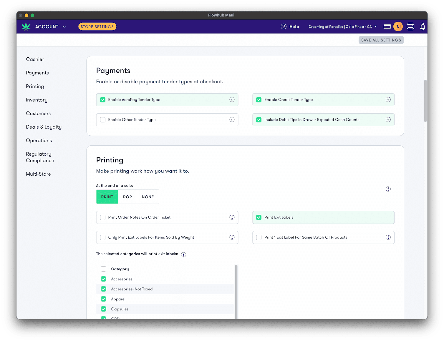 Store Settings has a new home | Flowhub Release Notes