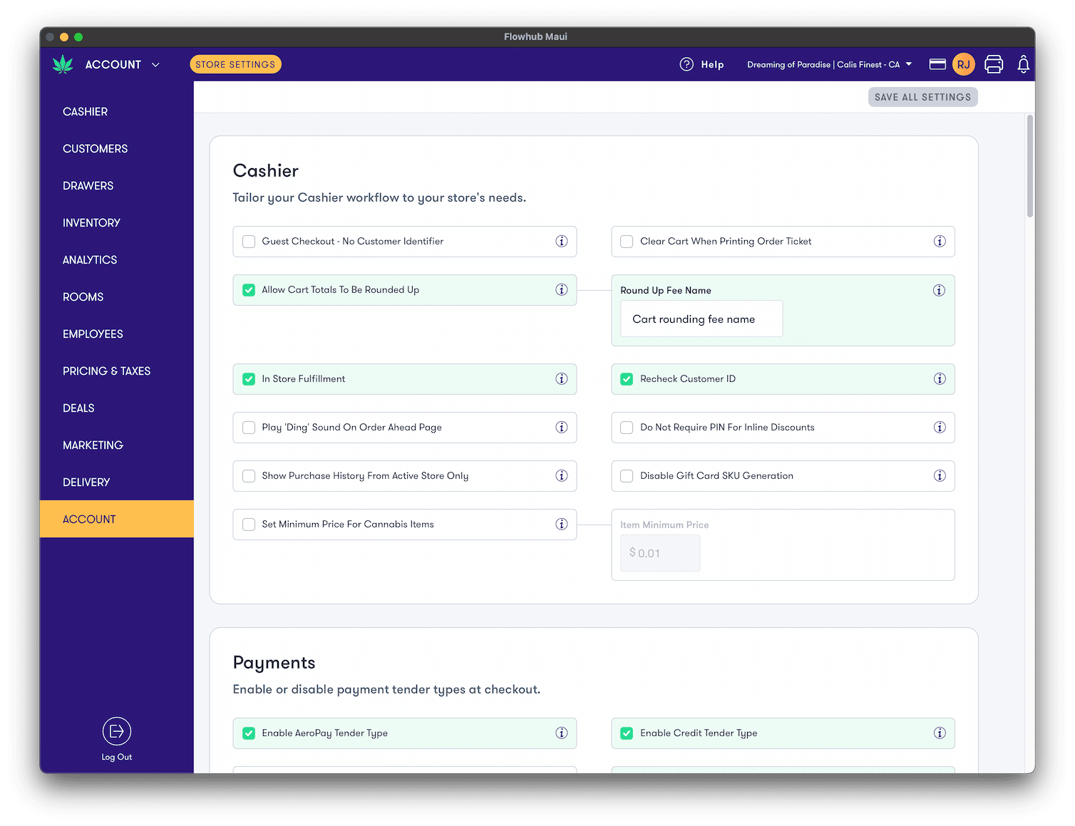 Store Settings has a new home | Flowhub Release Notes
