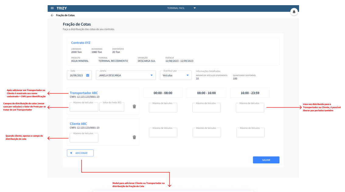 Nova funcionalidade de fração de cotas | Trizy Release Notes