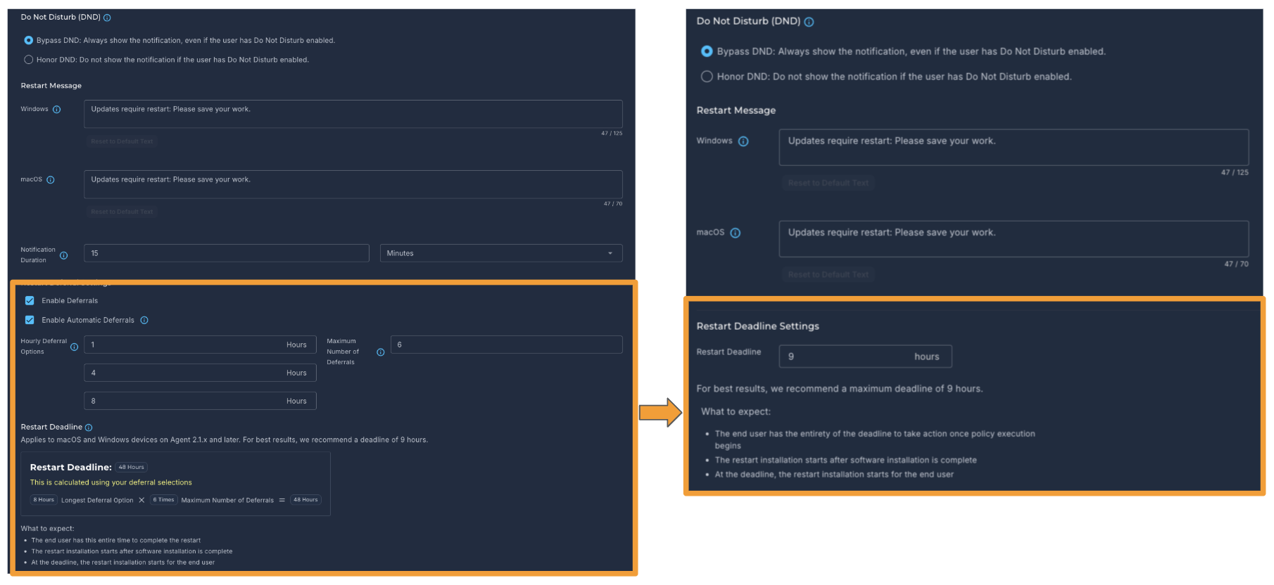 Streamlined Deadline-Based Interface Update for Policies | Automox ...
